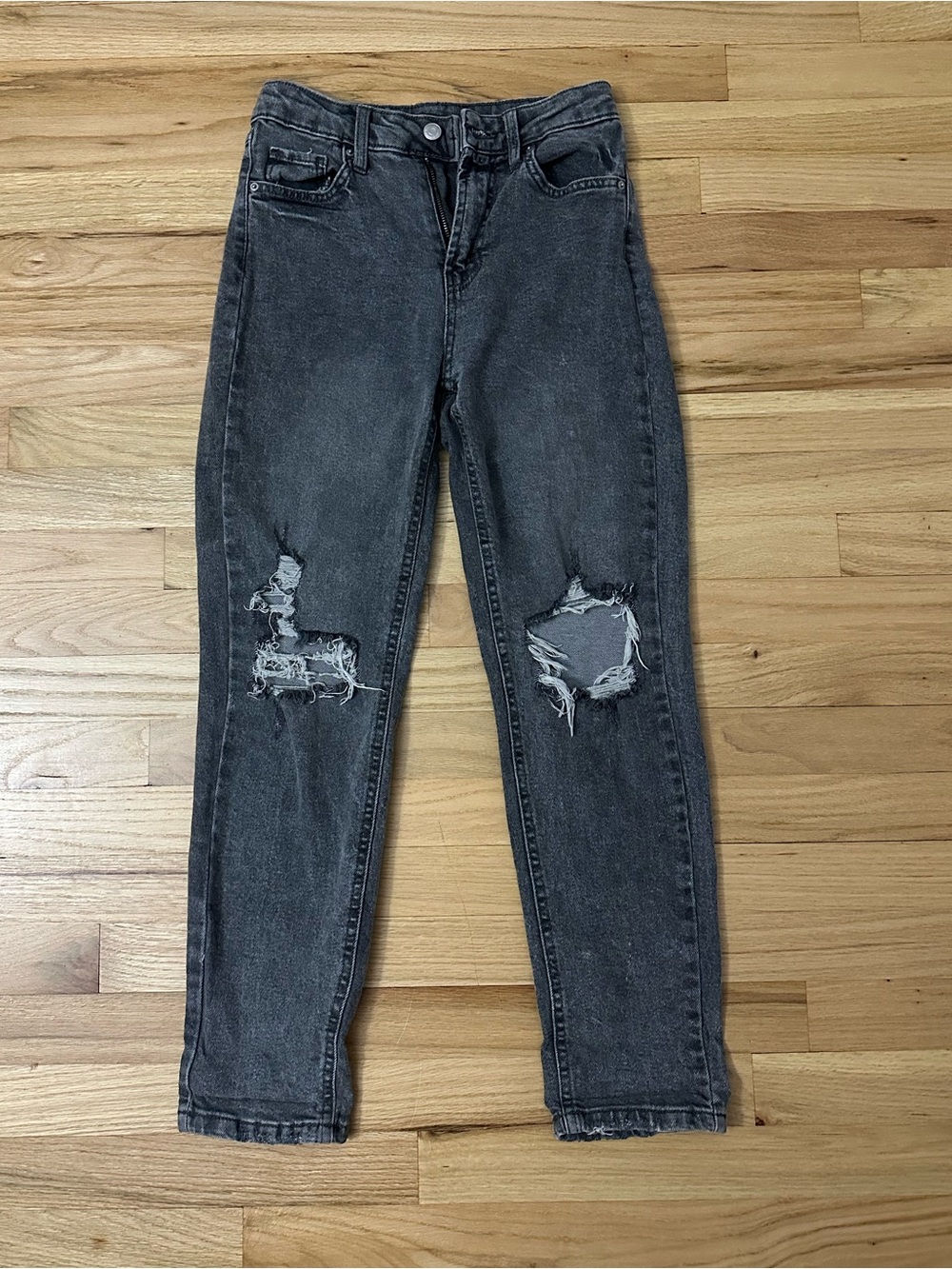 Distressed High-Waist Mom Jeans